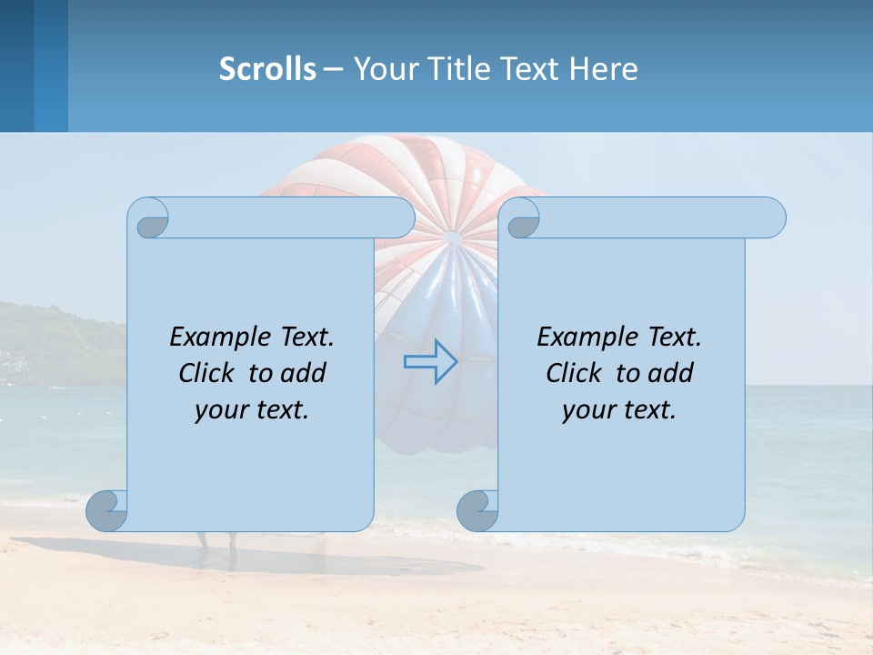 Two People Are Flying A Large Kite On The Beach PowerPoint Template