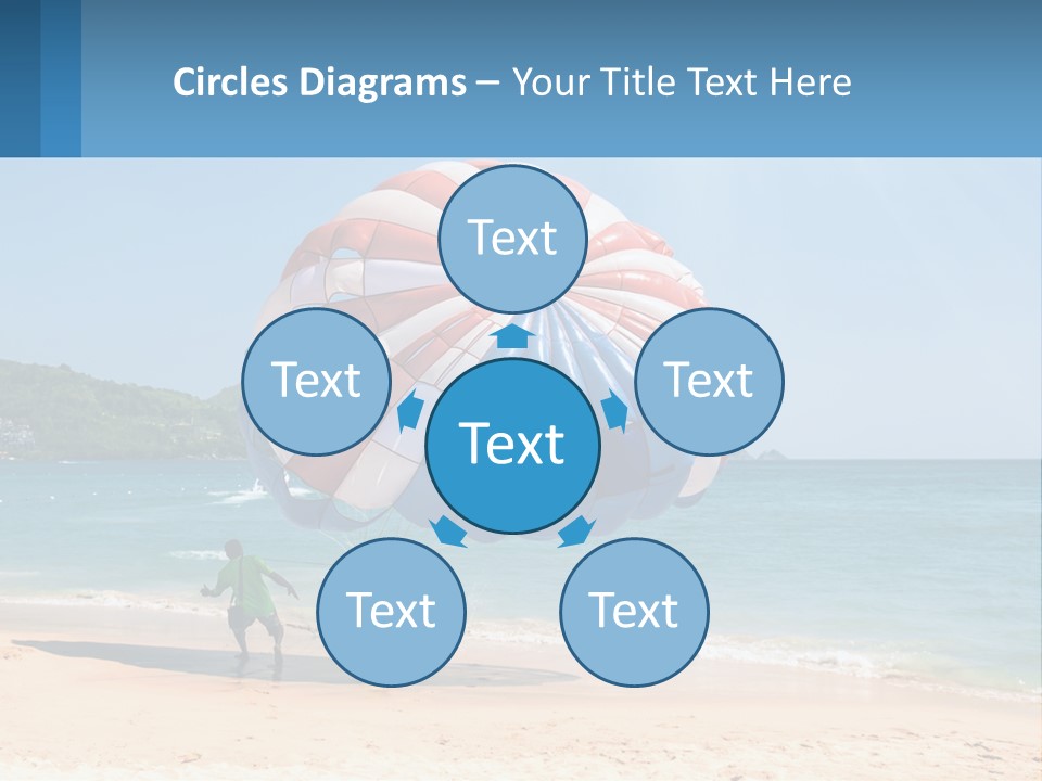 Two People Are Flying A Large Kite On The Beach PowerPoint Template