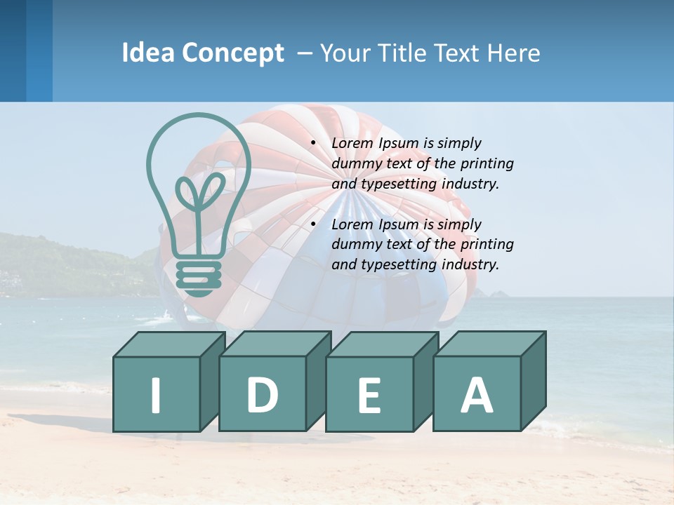 Two People Are Flying A Large Kite On The Beach PowerPoint Template