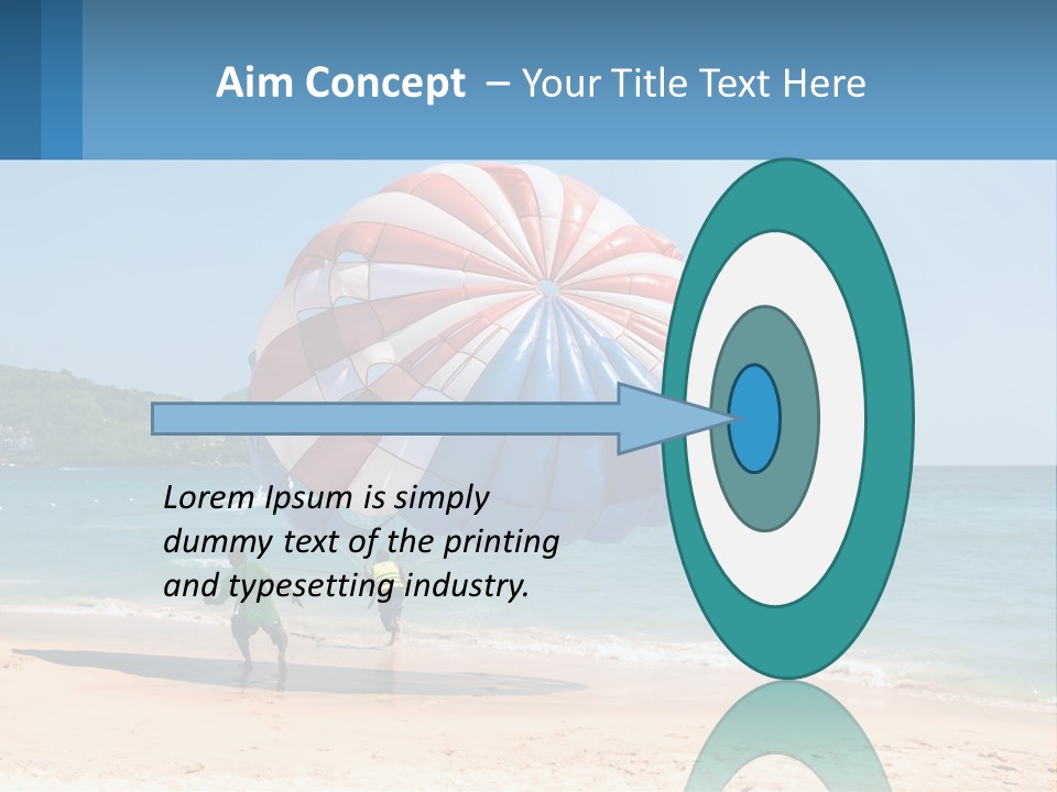 Two People Are Flying A Large Kite On The Beach PowerPoint Template