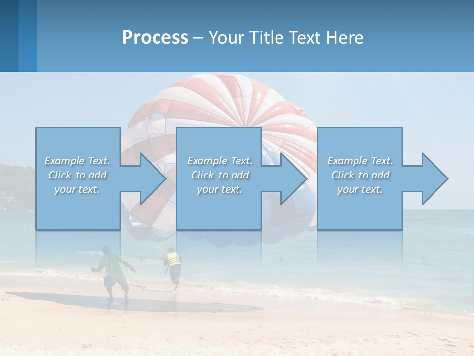 Two People Are Flying A Large Kite On The Beach PowerPoint Template