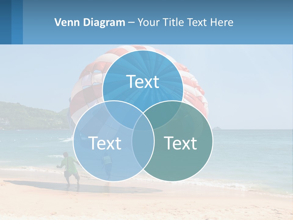 Two People Are Flying A Large Kite On The Beach PowerPoint Template