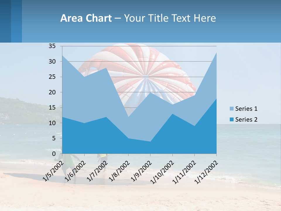 Two People Are Flying A Large Kite On The Beach PowerPoint Template