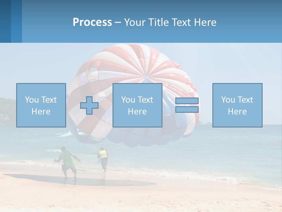 Two People Are Flying A Large Kite On The Beach PowerPoint Template