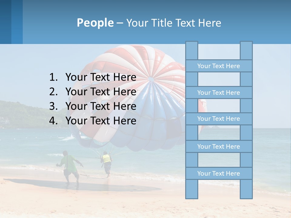 Two People Are Flying A Large Kite On The Beach PowerPoint Template