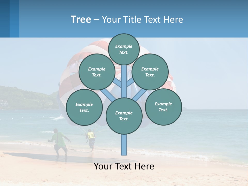 Two People Are Flying A Large Kite On The Beach PowerPoint Template