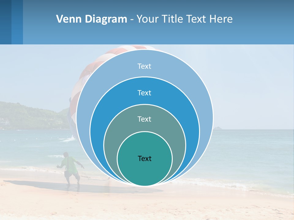 Two People Are Flying A Large Kite On The Beach PowerPoint Template