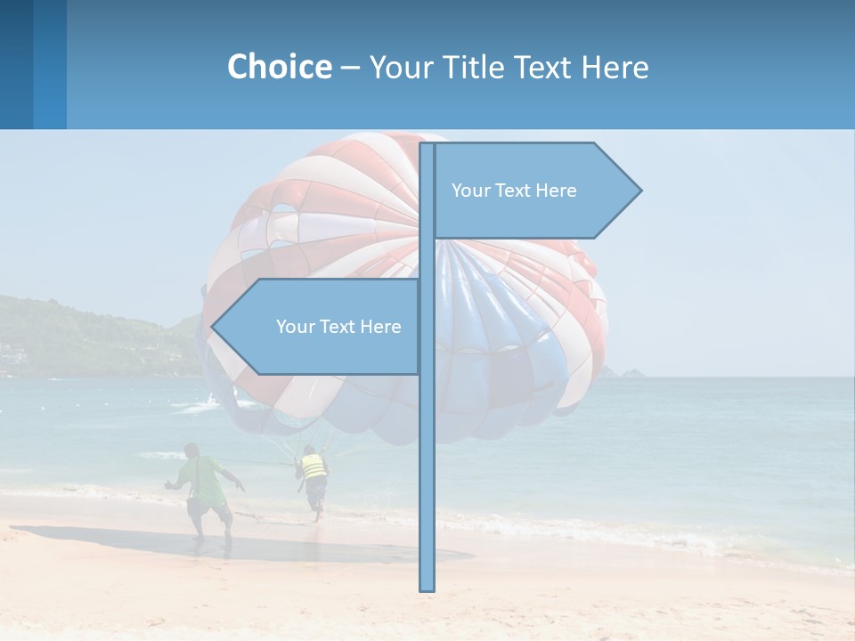 Two People Are Flying A Large Kite On The Beach PowerPoint Template