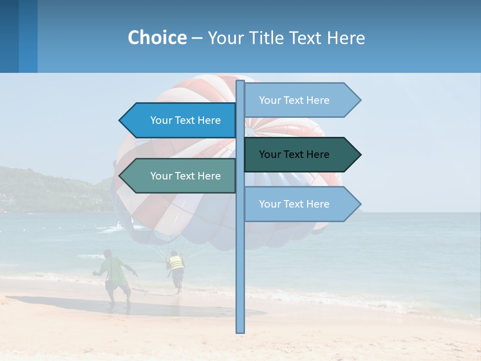 Two People Are Flying A Large Kite On The Beach PowerPoint Template