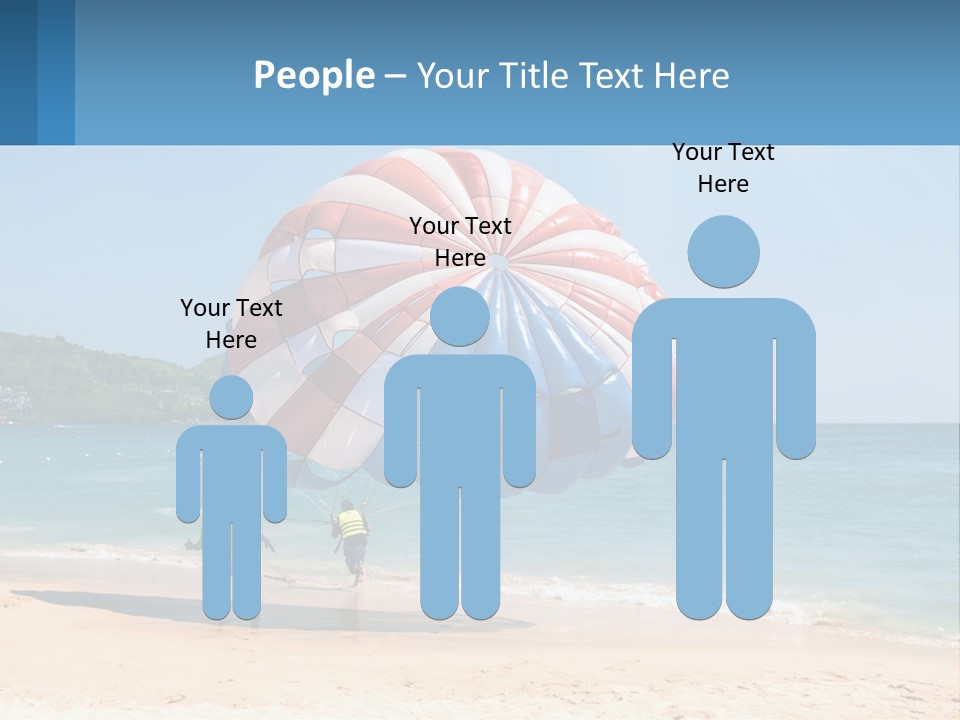 Two People Are Flying A Large Kite On The Beach PowerPoint Template
