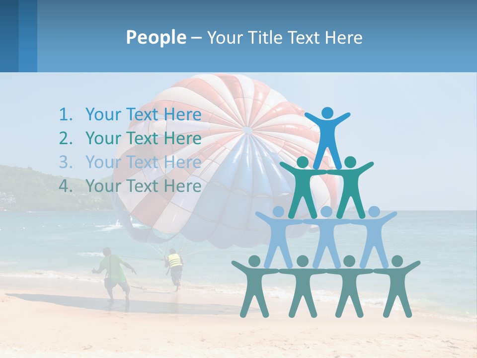 Two People Are Flying A Large Kite On The Beach PowerPoint Template