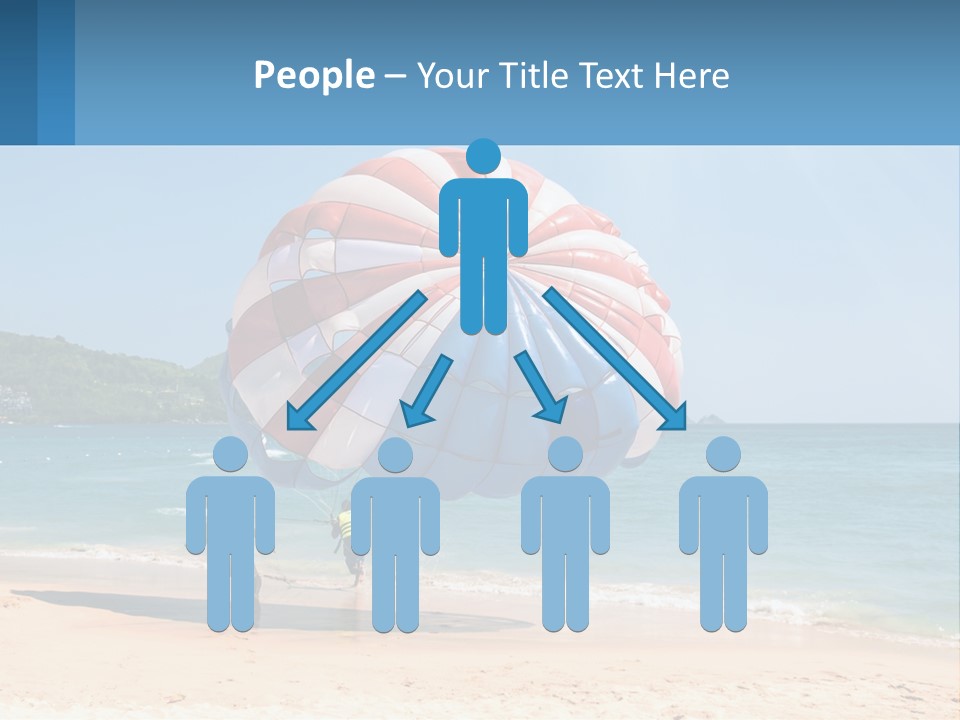 Two People Are Flying A Large Kite On The Beach PowerPoint Template