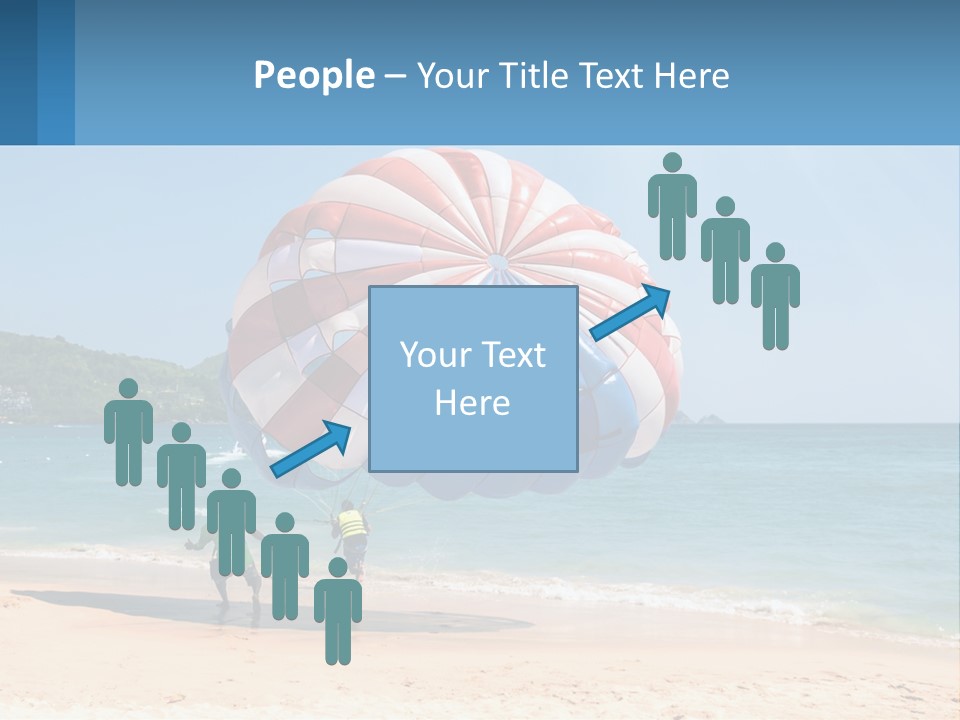 Two People Are Flying A Large Kite On The Beach PowerPoint Template