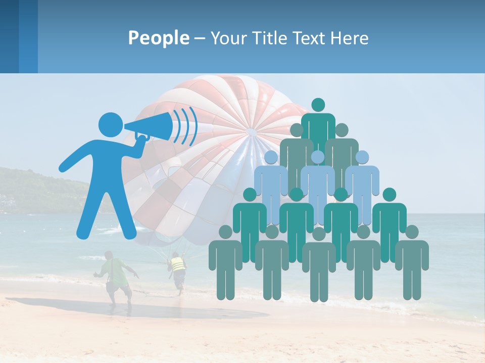 Two People Are Flying A Large Kite On The Beach PowerPoint Template