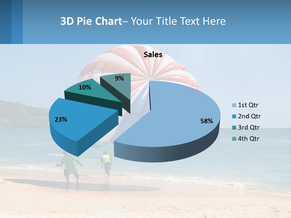 Two People Are Flying A Large Kite On The Beach PowerPoint Template