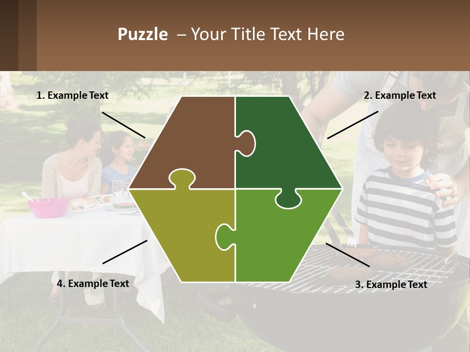 A Man Grilling Meat On A Grill With People Sitting Around PowerPoint Template