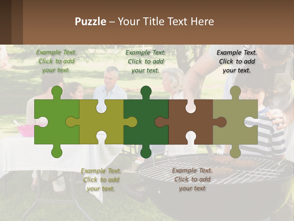 A Man Grilling Meat On A Grill With People Sitting Around PowerPoint Template