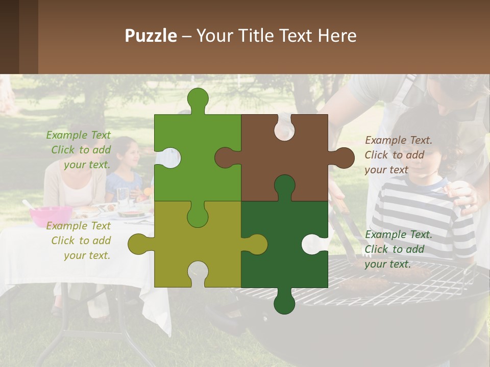 A Man Grilling Meat On A Grill With People Sitting Around PowerPoint Template