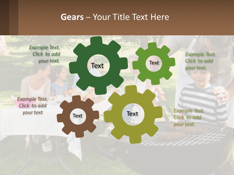 A Man Grilling Meat On A Grill With People Sitting Around PowerPoint Template