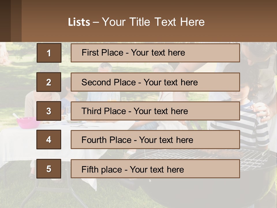 A Man Grilling Meat On A Grill With People Sitting Around PowerPoint Template