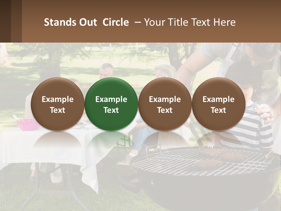 A Man Grilling Meat On A Grill With People Sitting Around PowerPoint Template