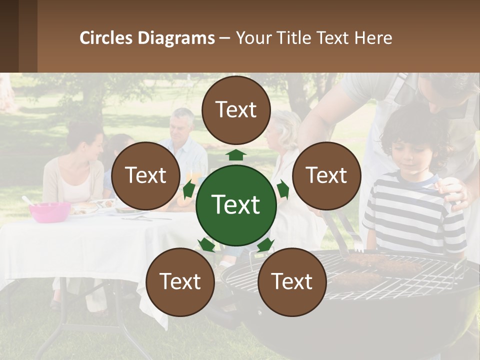 A Man Grilling Meat On A Grill With People Sitting Around PowerPoint Template