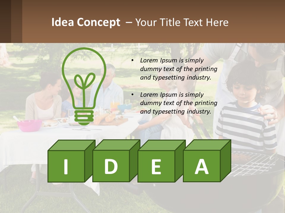 A Man Grilling Meat On A Grill With People Sitting Around PowerPoint Template