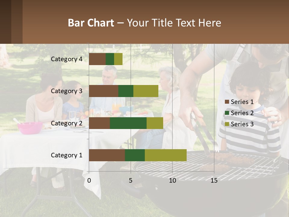 A Man Grilling Meat On A Grill With People Sitting Around PowerPoint Template