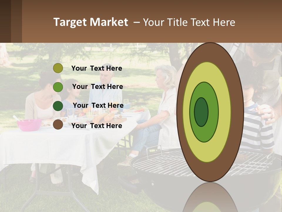 A Man Grilling Meat On A Grill With People Sitting Around PowerPoint Template