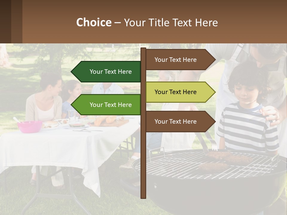 A Man Grilling Meat On A Grill With People Sitting Around PowerPoint Template