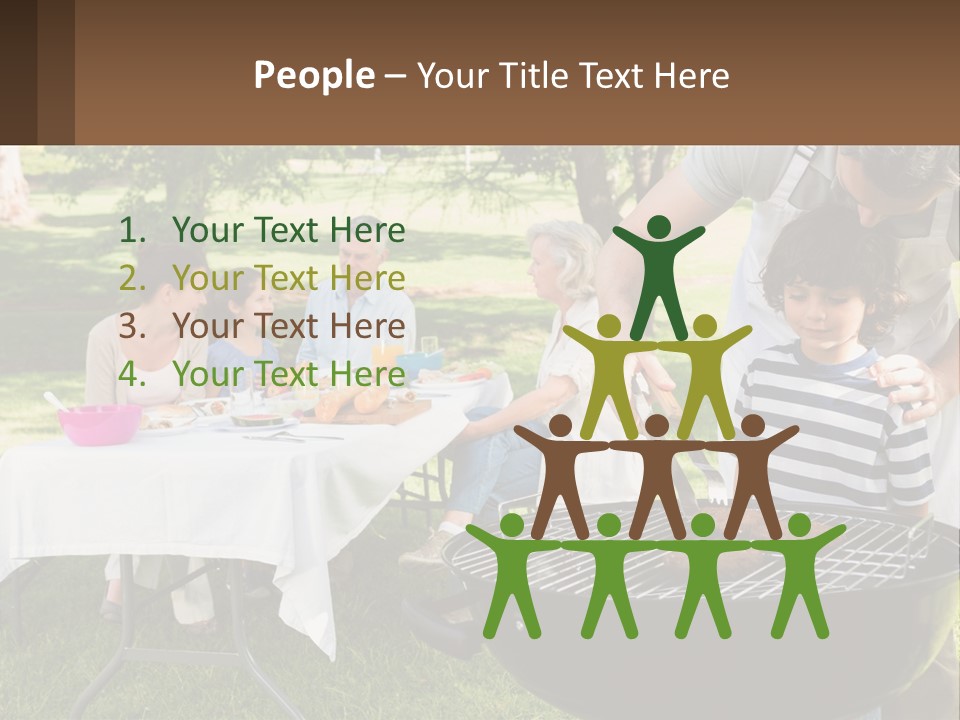 A Man Grilling Meat On A Grill With People Sitting Around PowerPoint Template