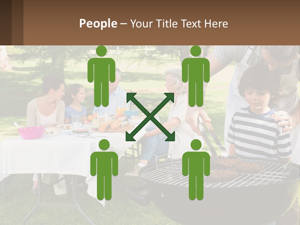 A Man Grilling Meat On A Grill With People Sitting Around PowerPoint Template