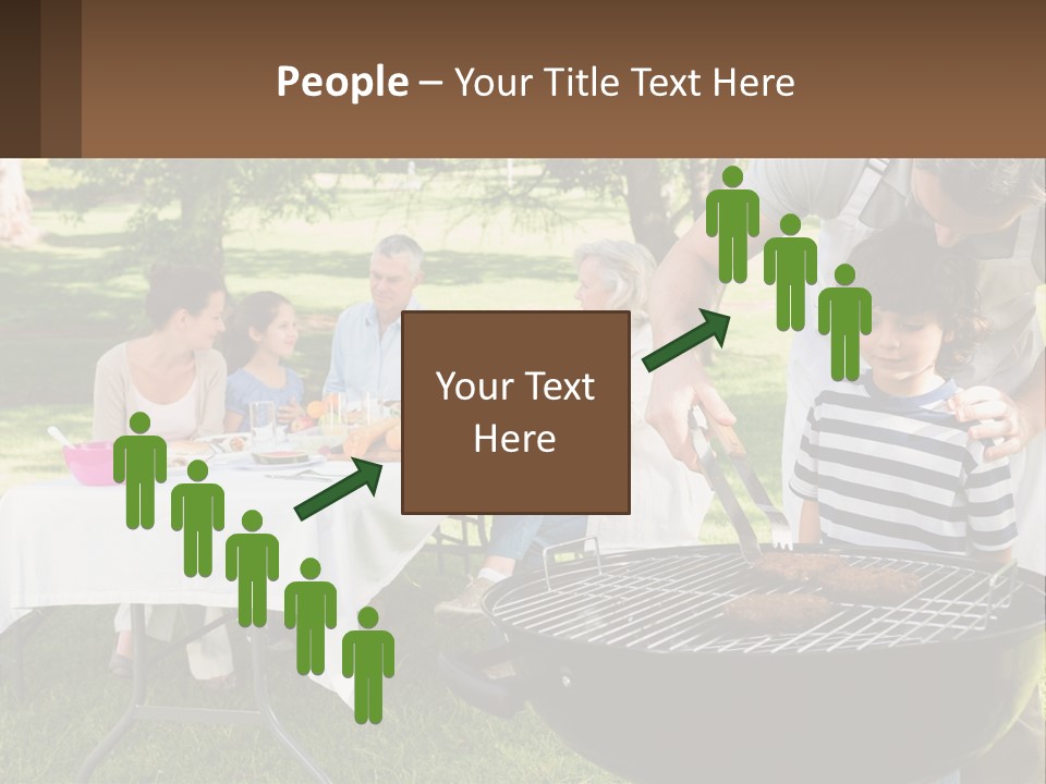 A Man Grilling Meat On A Grill With People Sitting Around PowerPoint Template