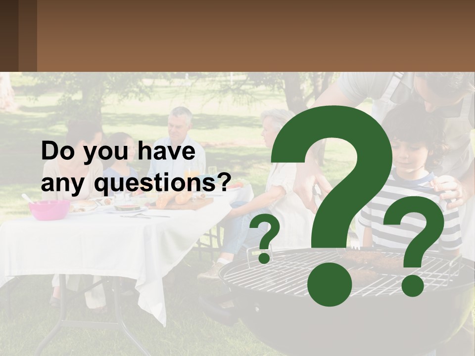 A Man Grilling Meat On A Grill With People Sitting Around PowerPoint Template