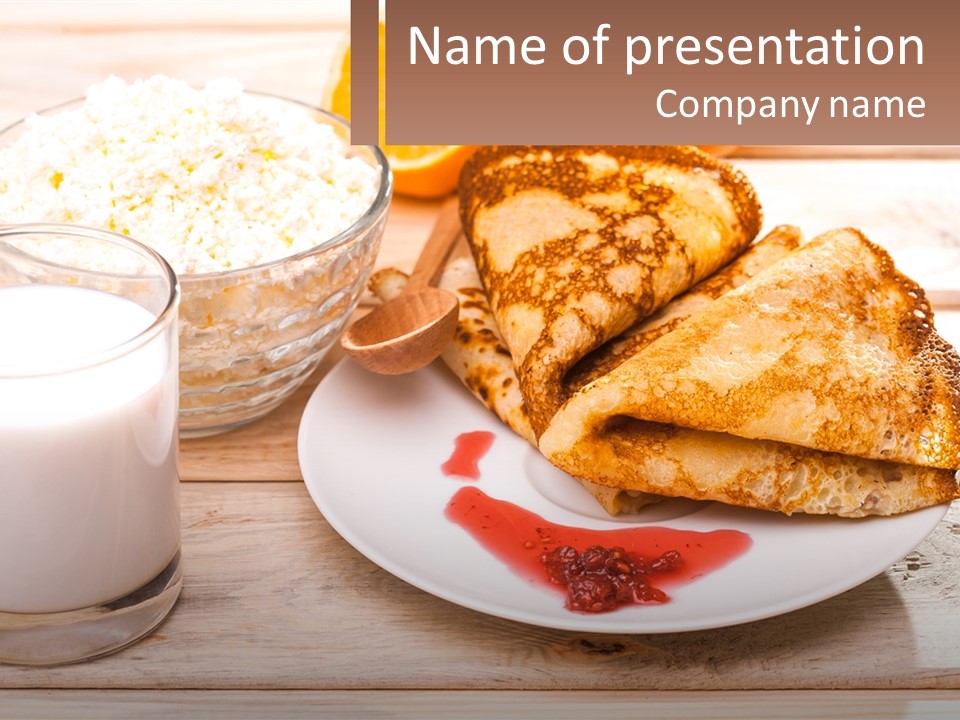 A White Plate Topped With Food Next To A Glass Of Milk PowerPoint Template
