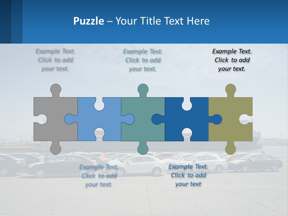 A Large Boat Is In The Water Next To Many Cars PowerPoint Template