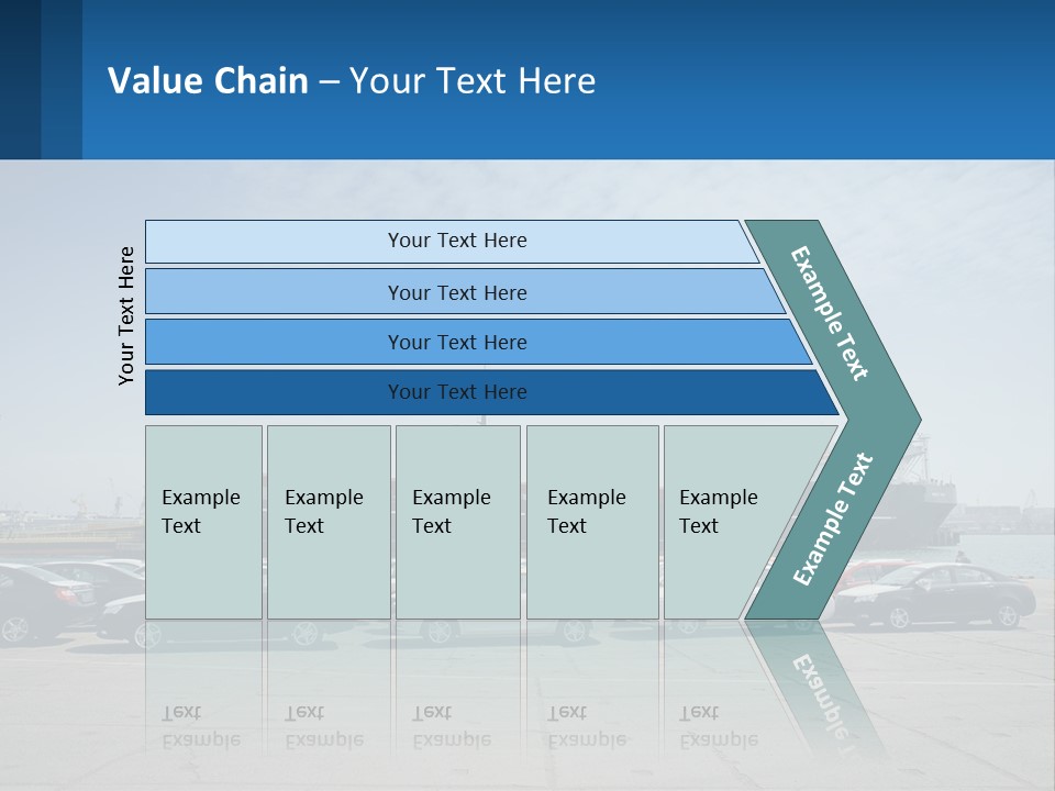 A Large Boat Is In The Water Next To Many Cars PowerPoint Template