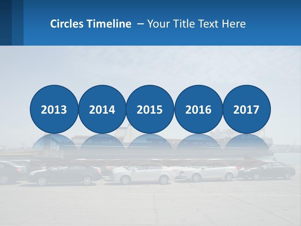 A Large Boat Is In The Water Next To Many Cars PowerPoint Template