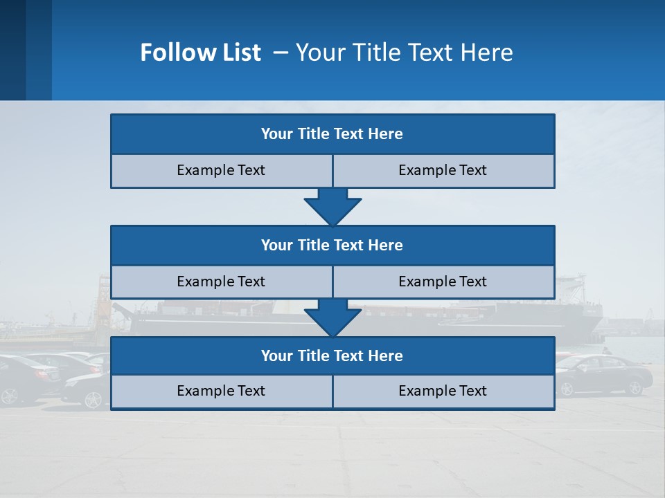 A Large Boat Is In The Water Next To Many Cars PowerPoint Template