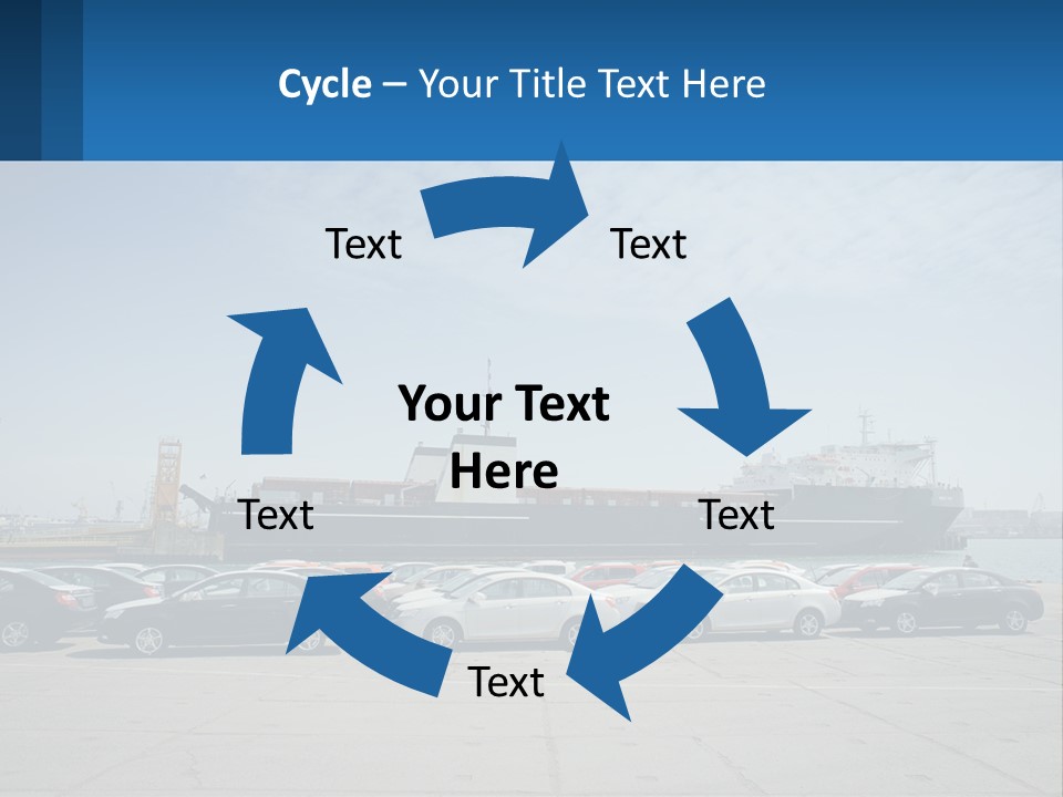 A Large Boat Is In The Water Next To Many Cars PowerPoint Template