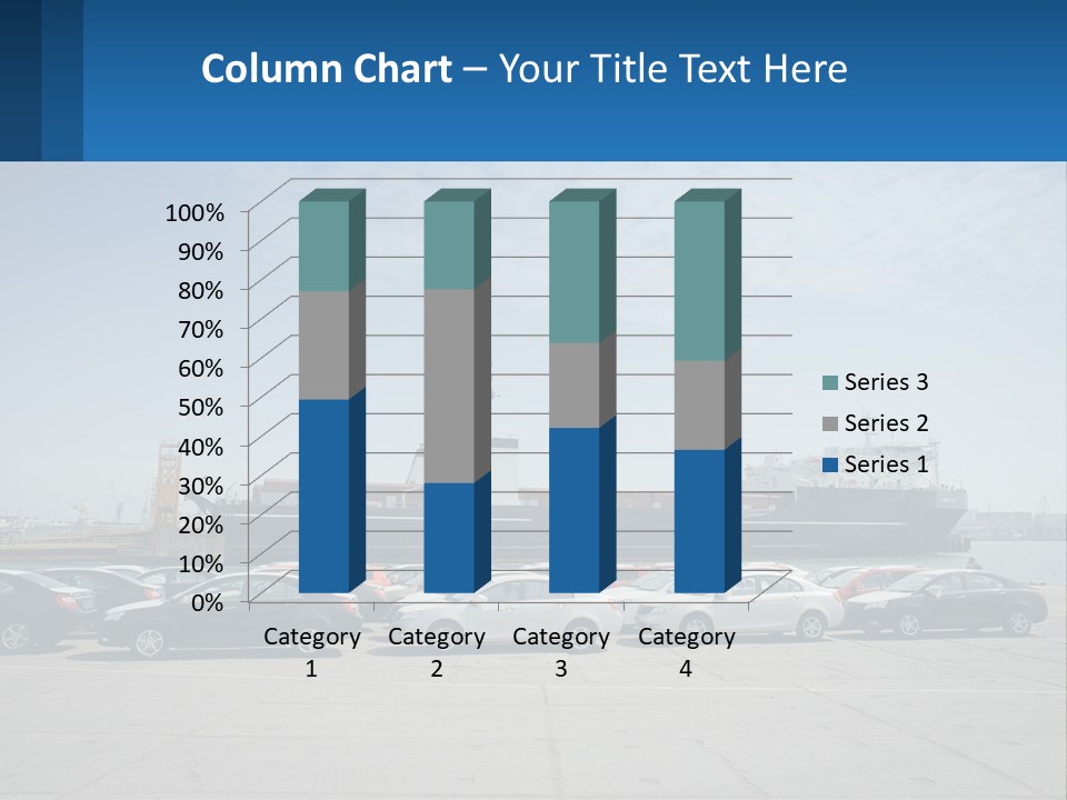 A Large Boat Is In The Water Next To Many Cars PowerPoint Template