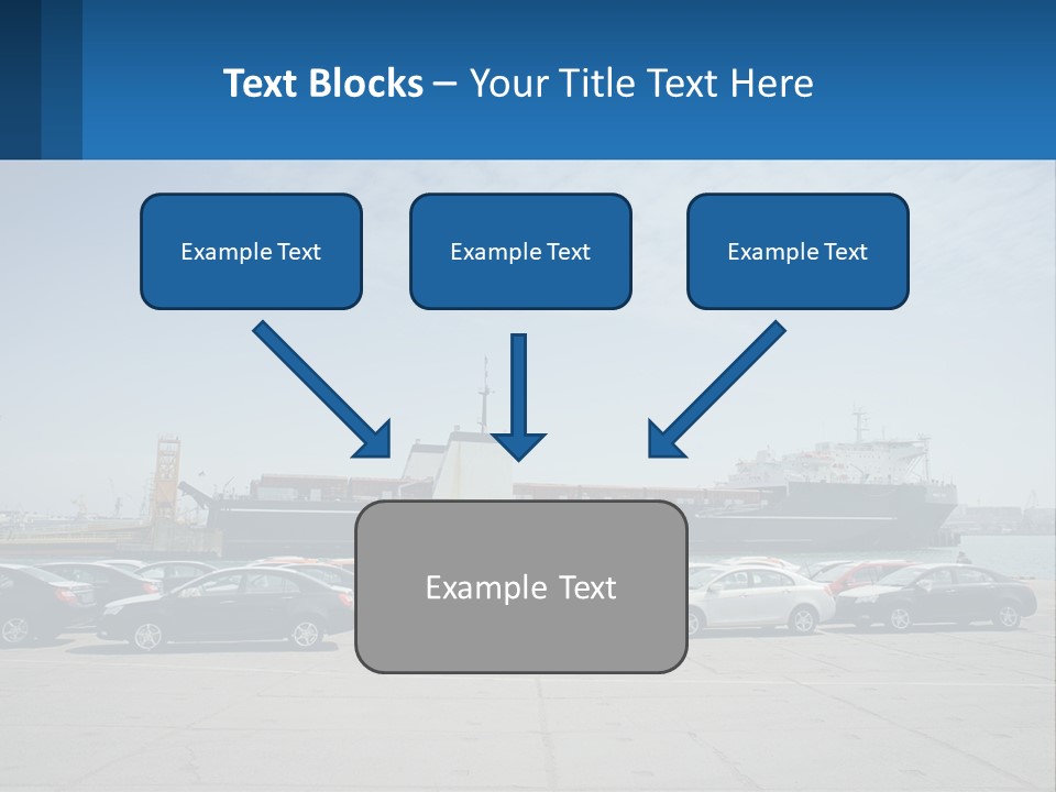 A Large Boat Is In The Water Next To Many Cars PowerPoint Template