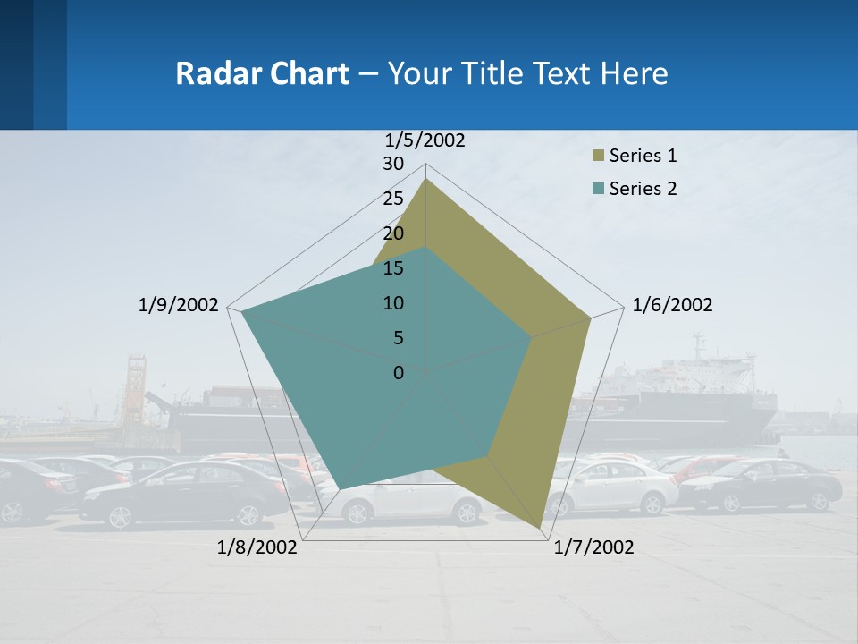 A Large Boat Is In The Water Next To Many Cars PowerPoint Template