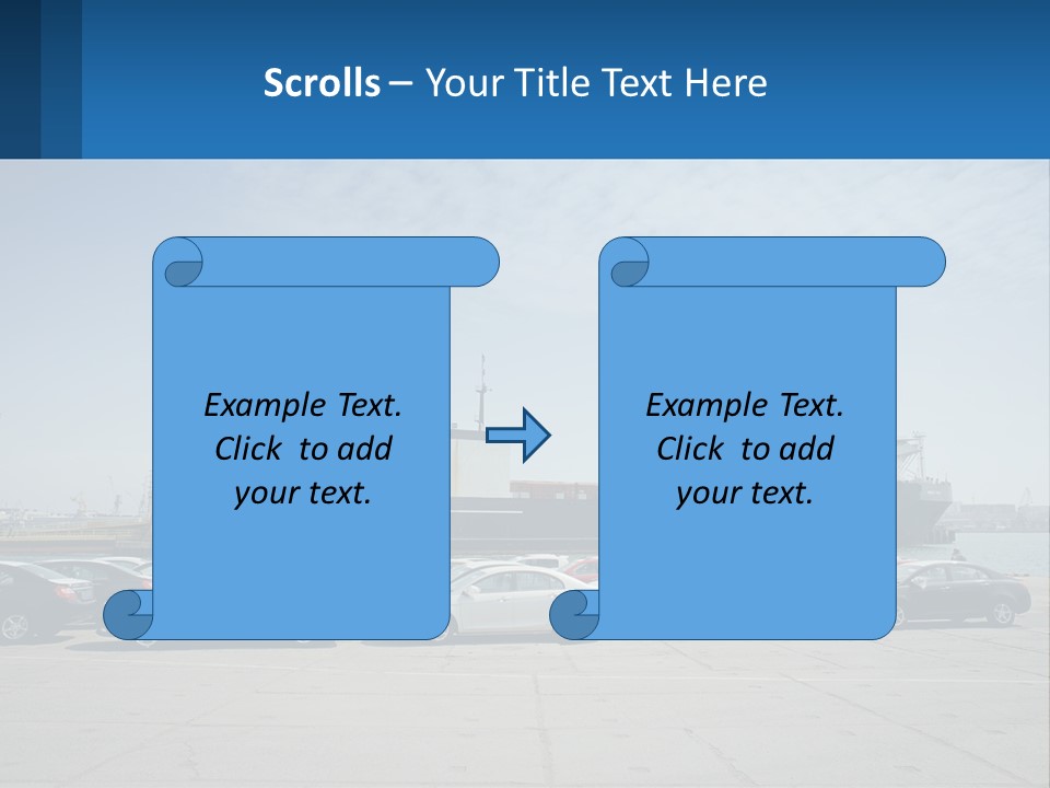 A Large Boat Is In The Water Next To Many Cars PowerPoint Template