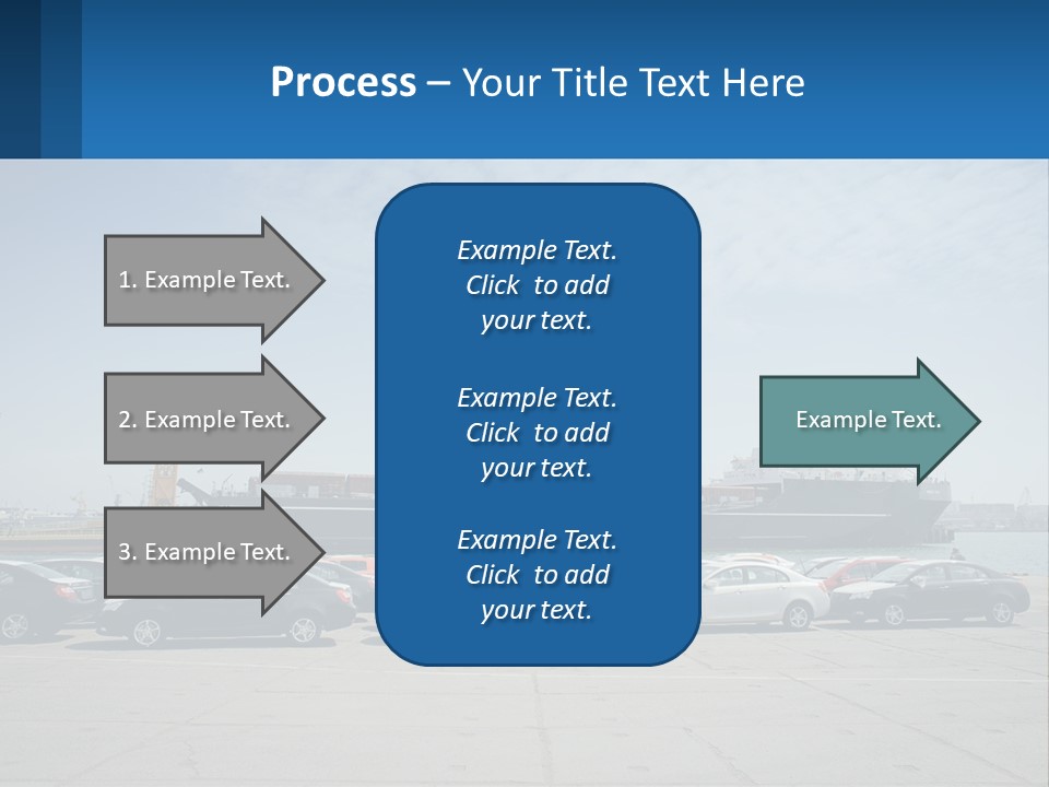 A Large Boat Is In The Water Next To Many Cars PowerPoint Template