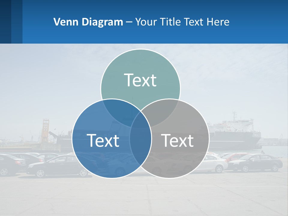 A Large Boat Is In The Water Next To Many Cars PowerPoint Template