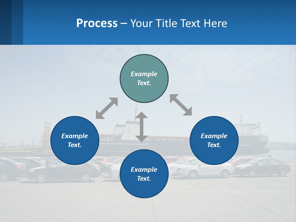 A Large Boat Is In The Water Next To Many Cars PowerPoint Template