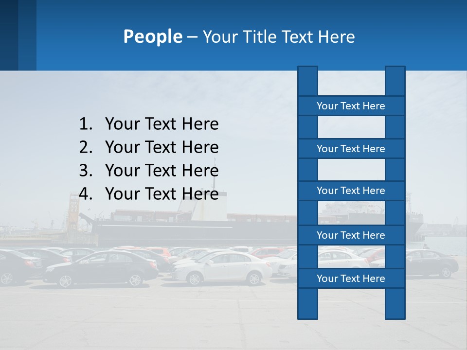 A Large Boat Is In The Water Next To Many Cars PowerPoint Template