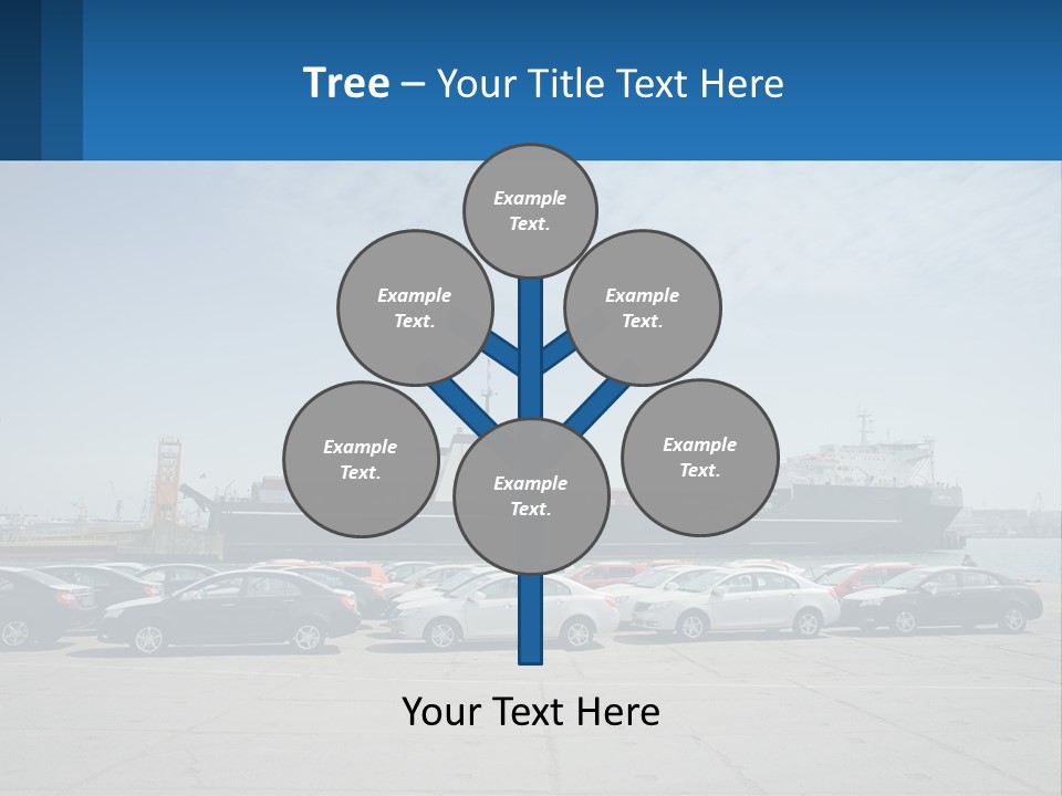 A Large Boat Is In The Water Next To Many Cars PowerPoint Template