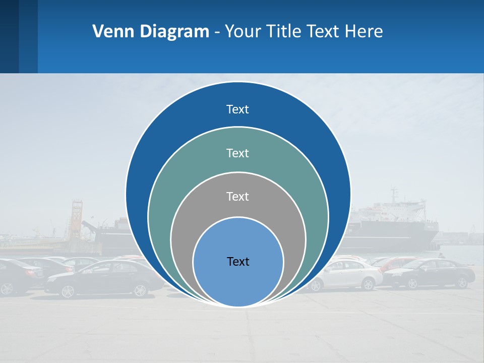 A Large Boat Is In The Water Next To Many Cars PowerPoint Template